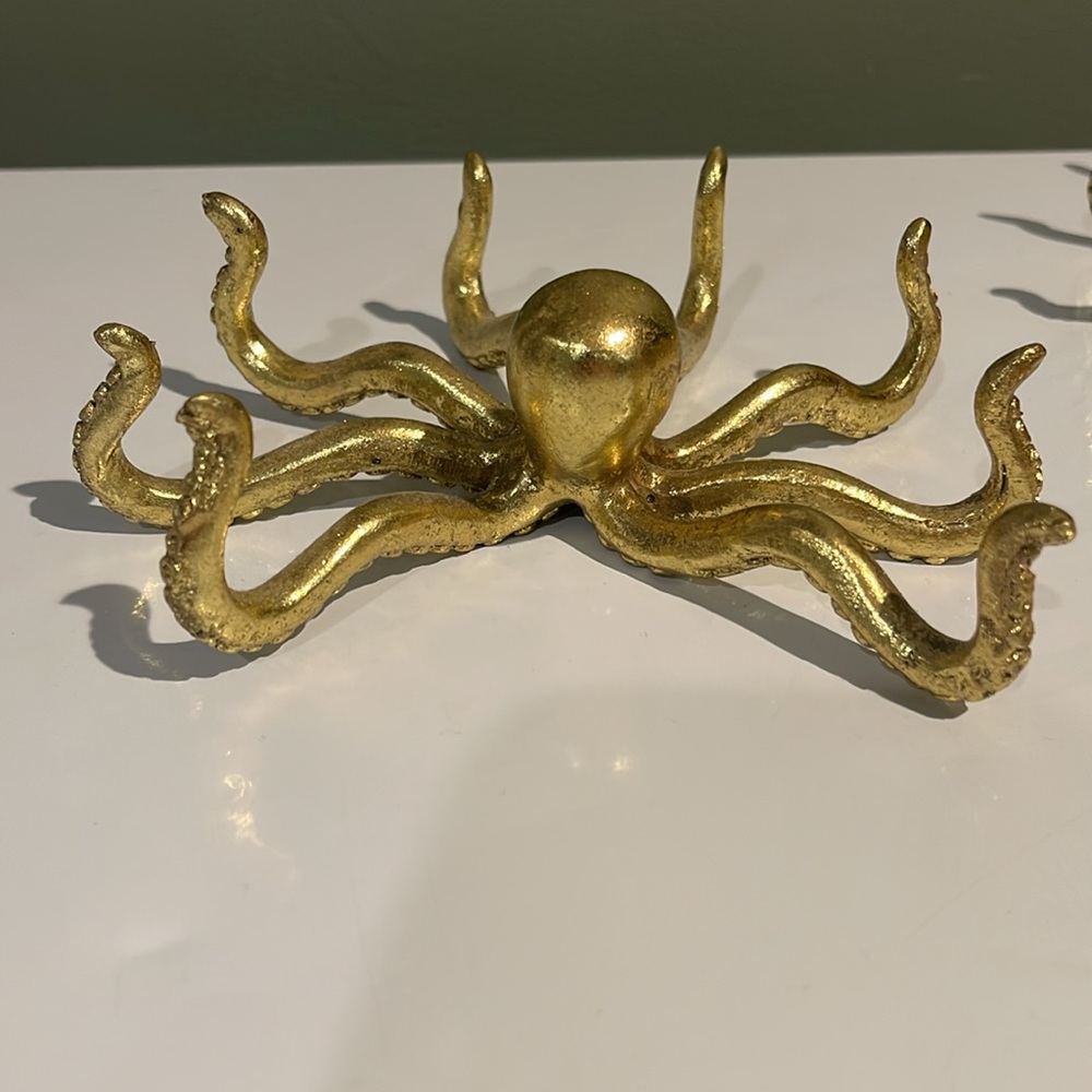 Decorative Gold Octopus Figurines - Set of 3 Unique Home Accents - Picture 4 of 8